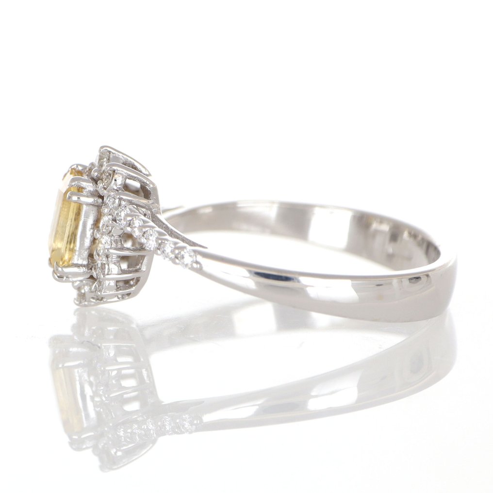 Zonder minimumprijs - Ring - 18 karaat Witgoud Topaas - Diamant #1.0