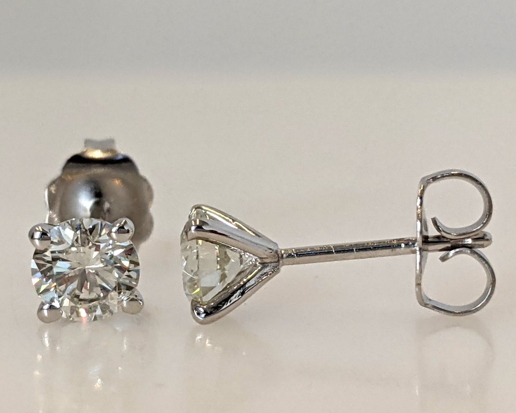 没有保留价 - 耳环 - 14K包金 白金 -  0.82ct. tw. 钻石 (天然) - GWLab #2.1