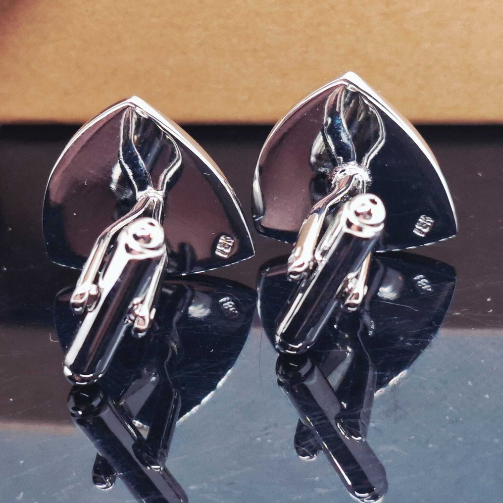 Oro bianco laminato (18k). - Gemelli - Tesla. #1.0