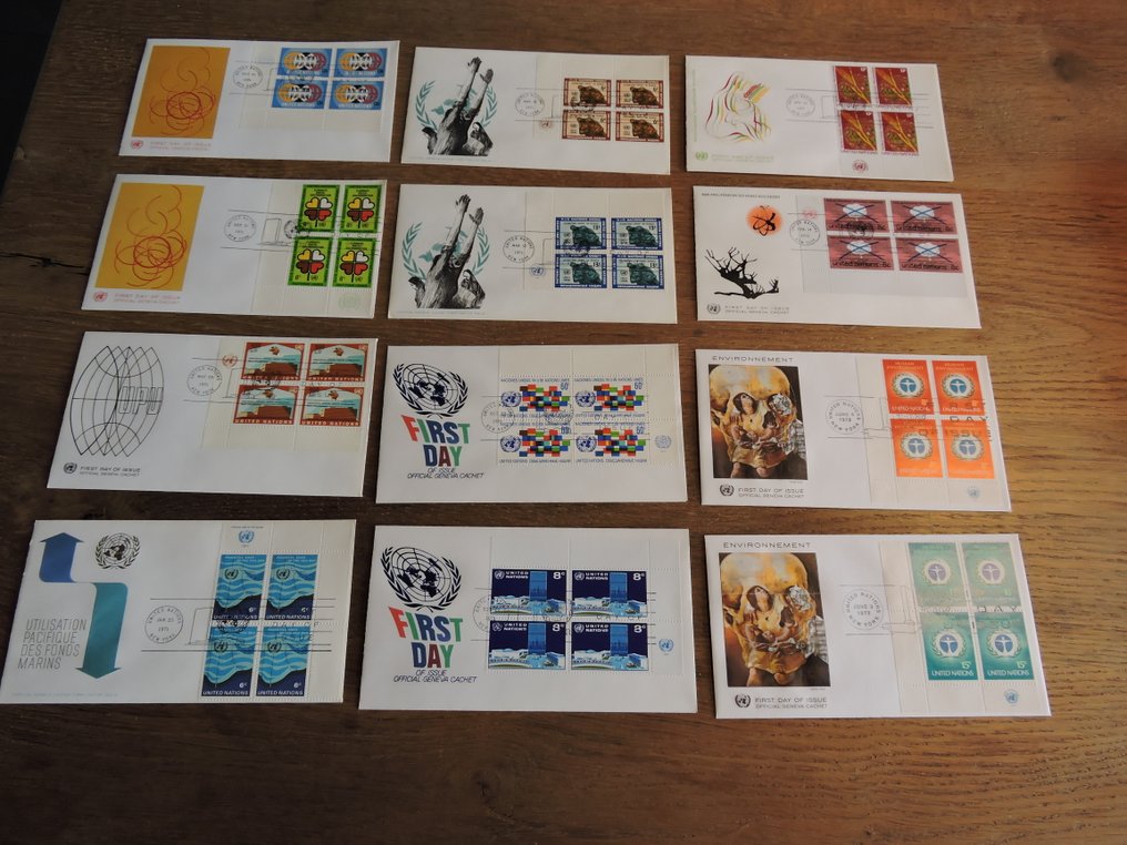 United Nations - New York 1965/2002 - FDC's United Nations in groups of four. #2.1