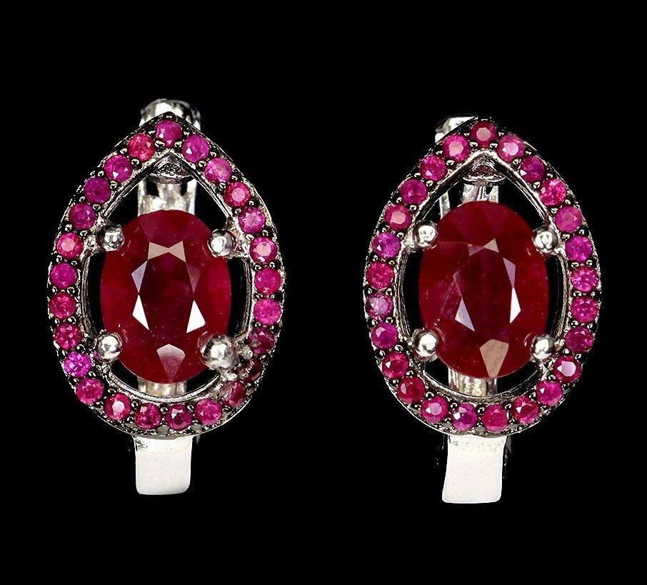 Zonder Minimumprijs - Oorbellen Zilver Robijn #1.0