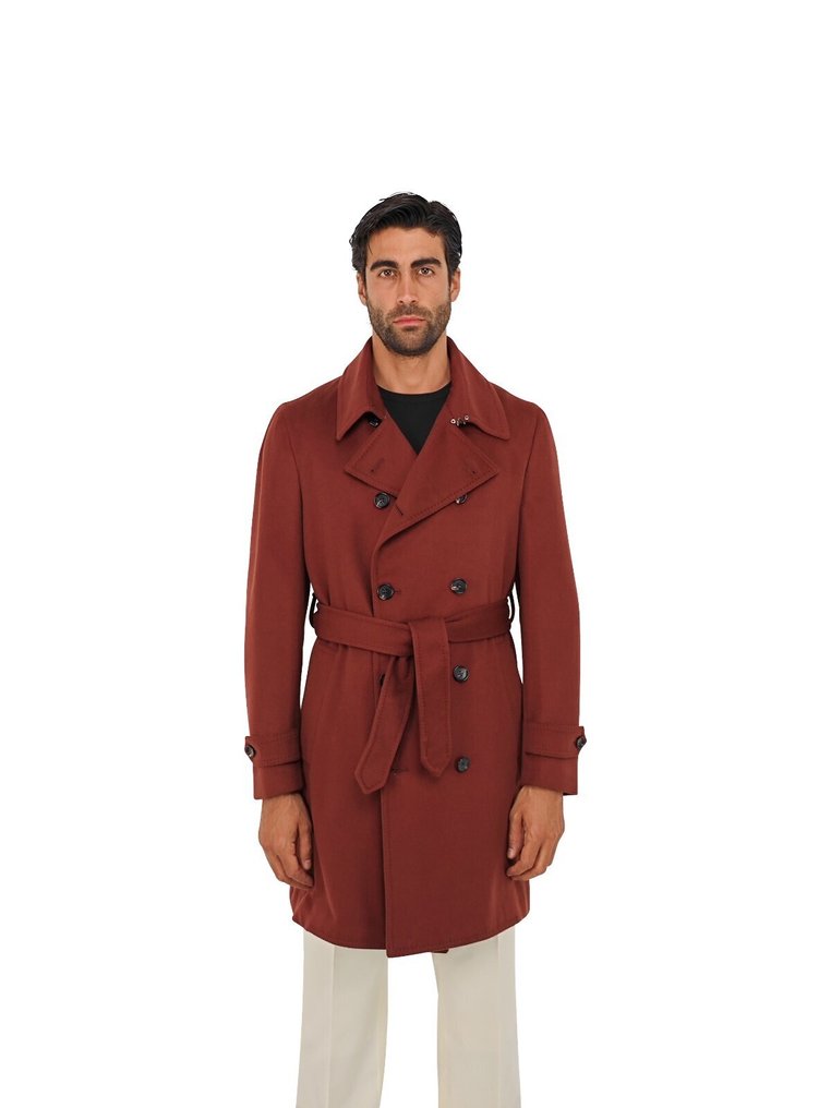 ISAIA NAPOLI RRP 7.2K Rust Double Breasted Trench Coat 100% Cashmere - 48 IT - 外套 - New with tags #1.0