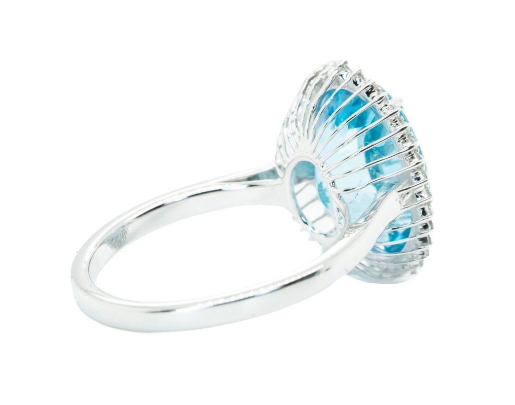 χωρίς τιμή ασφαλείας - Δαχτυλίδι - 14 καράτια Λευκός χρυσός -  5.06ct. tw. Ακουαμαρίνης - Διαμάντι - 0.24ct #3.2