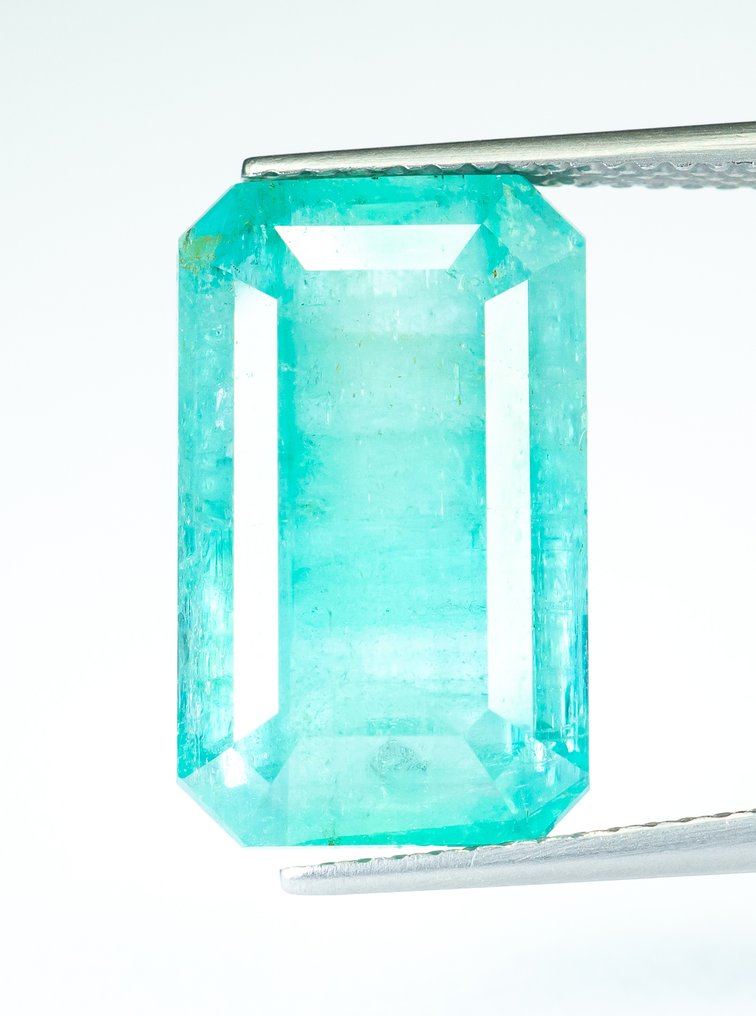 No Reserve Price Emerald - 11.06 ct - Bellerophon Gemlab - Bluish Green (Nigeria) #1.0
