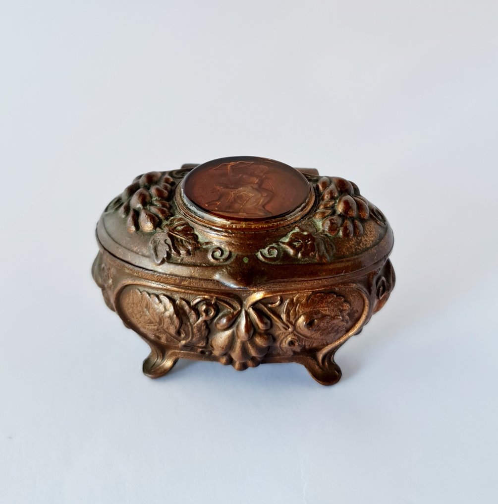 Sieradendoos - Vintage sieradendozen – messing/spelter – versierde reliëfontwerp - Zinklegering, Messing #4.3