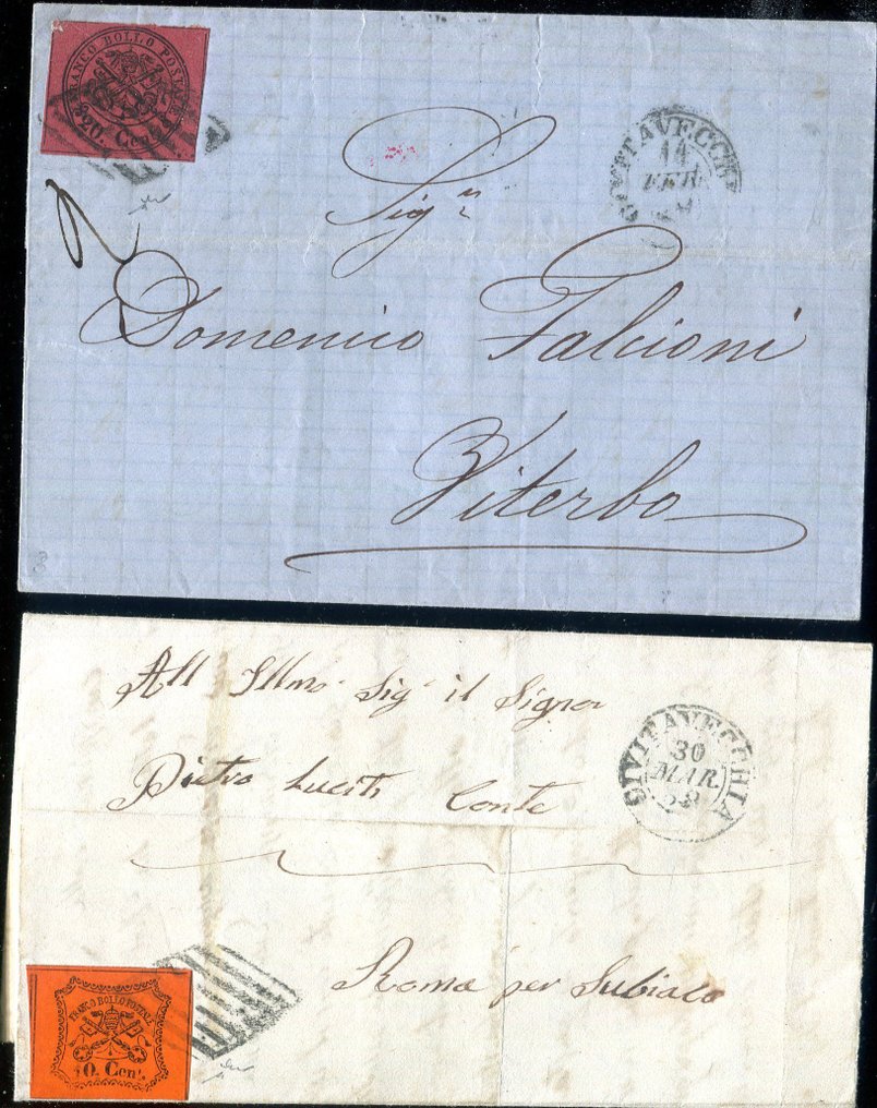 意大利古國－教宗國 1867 - 针对教皇国内部的不同费率。 - Sassone 17, 18. #1.0