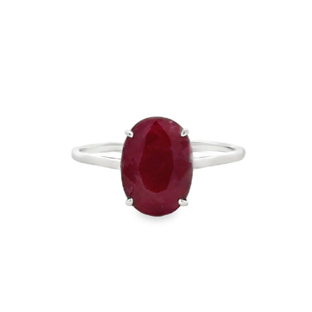 No reserve price - Ring - 14 kt. White gold -  3.28ct. tw. Ruby #2.1