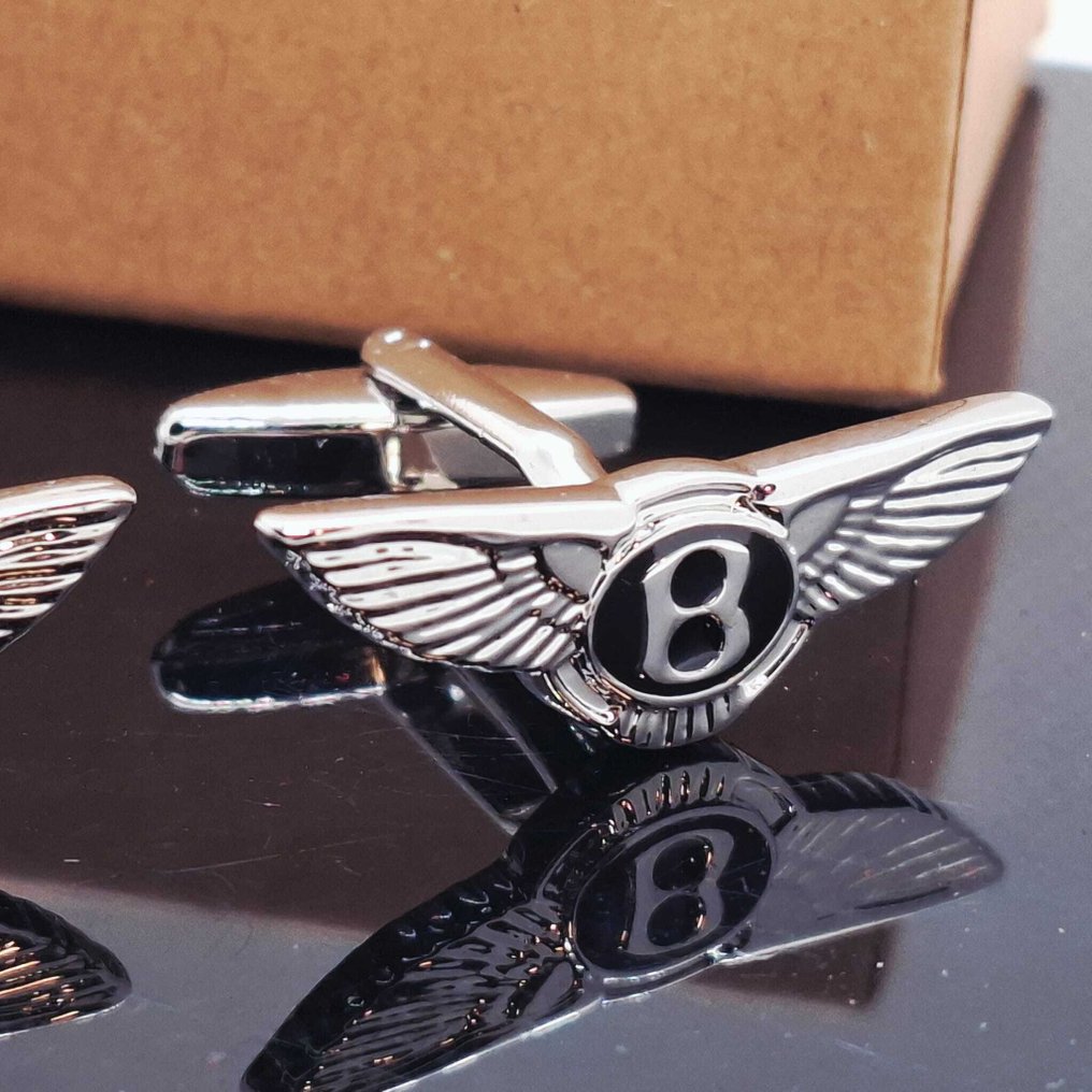 Λαμιναρισμένο λευκό χρυσό (18k). - Μανικετόκουμπα - Bentley. #4.3