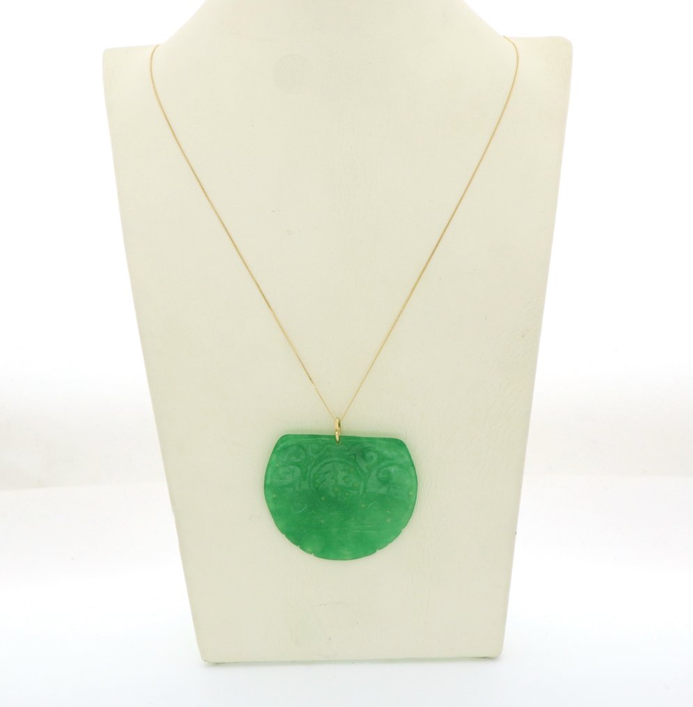 Sem preço de reserva - Colar com pingente - 18 K Ouro amarelo Jade #4.3