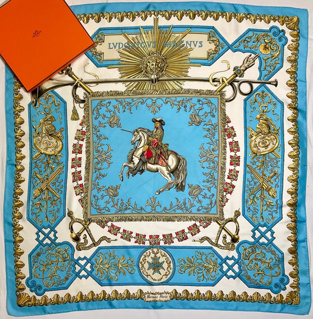 Hermès - Hermès “Ludovicus Magnus” Silk Carré 90 · Designed by Françoise de la Perrière · Hand-Rolled Edges · - Κασκόλ #1.0