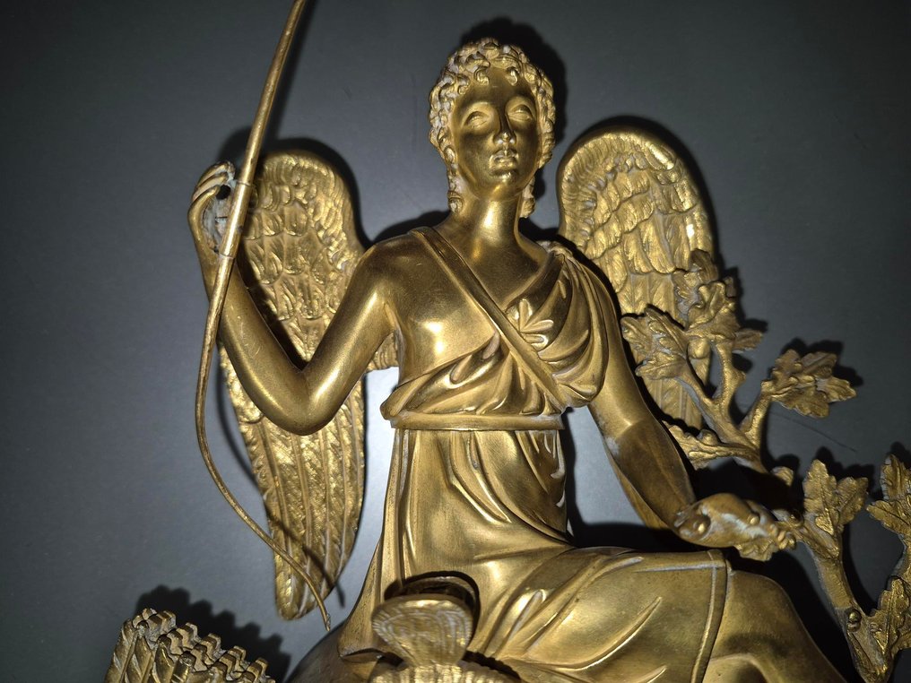 雕像壁爐架座鐘 -   - 鍍金黃銅 - 1800-1850 #4.3