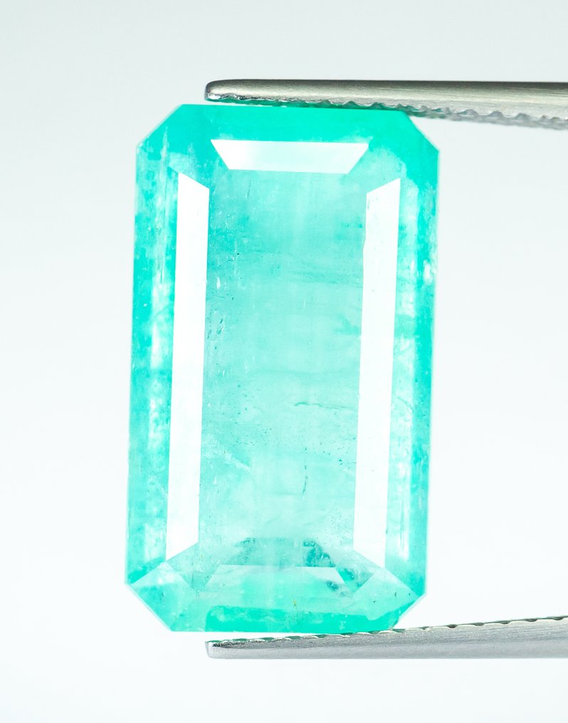 No Reserve Price Emerald - 10.20 ct - Bellerophon Gemlab - Bluish Green (Nigeria) #1.0