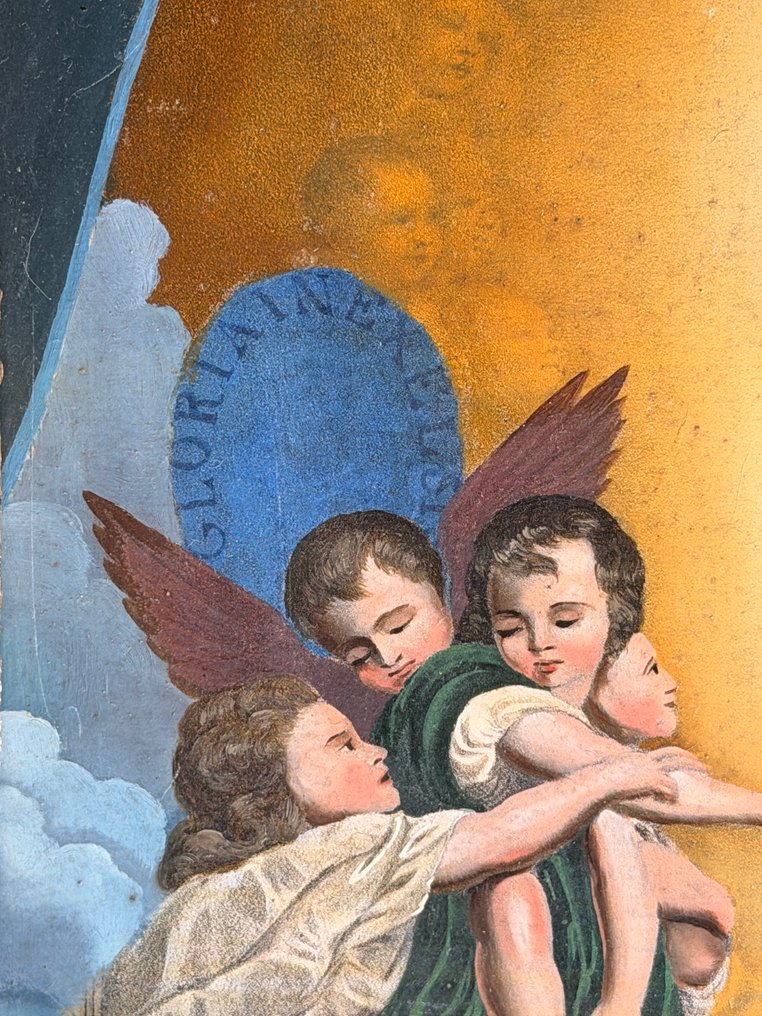 生动的圣母升天节展示,无底价 - 古董 - 木, 紙, 亞麻 - 1850-1900 - Maria Himmelfahrt #2.1