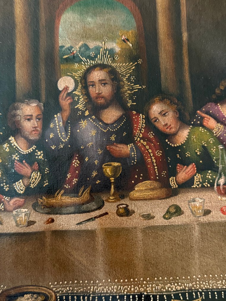 XX Cuzco Colonial Painting - The Last Supper- 32 x 42 cm #4.3