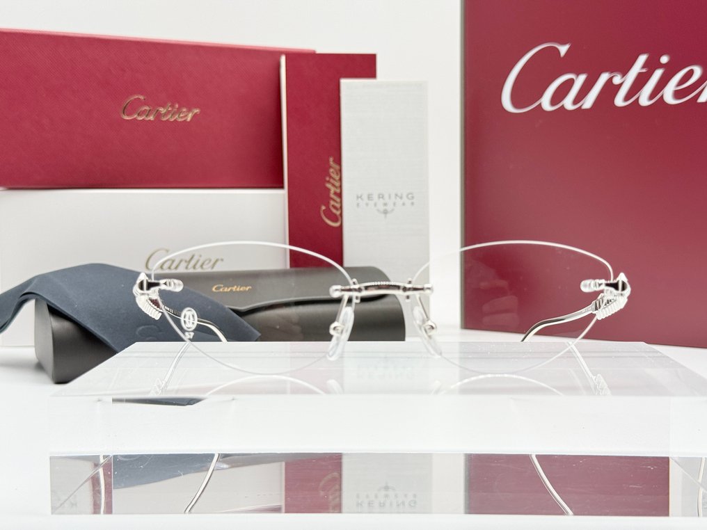 Cartier - Cat Eye Silver Nuovo 2025 100% Originale - Brille #4.3