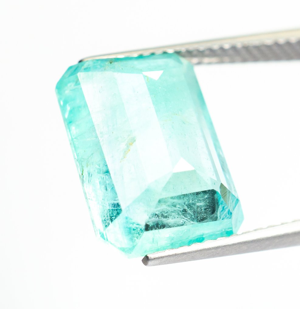No Reserve Price Emerald - 6.69 ct - Bellerophon Gemlab - Bluish Green (Nigeria) #3.2