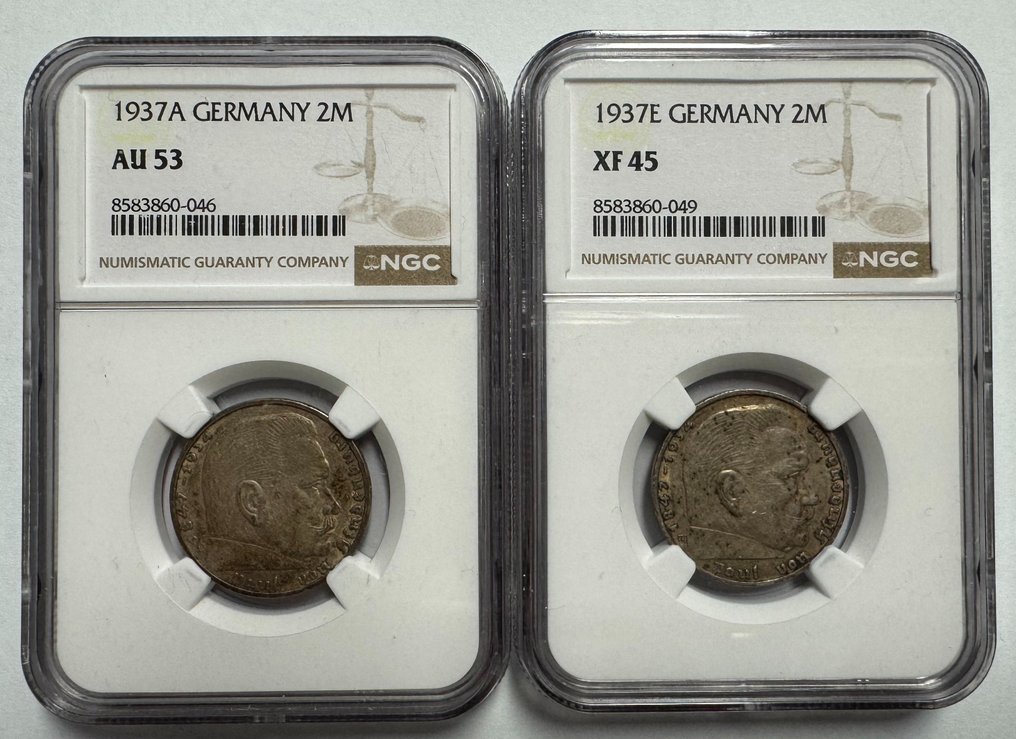 Germany, Third Reich 2 Reichsmark 2x 1937 / Paul von Hindenburg  (No reserve price) #1.0