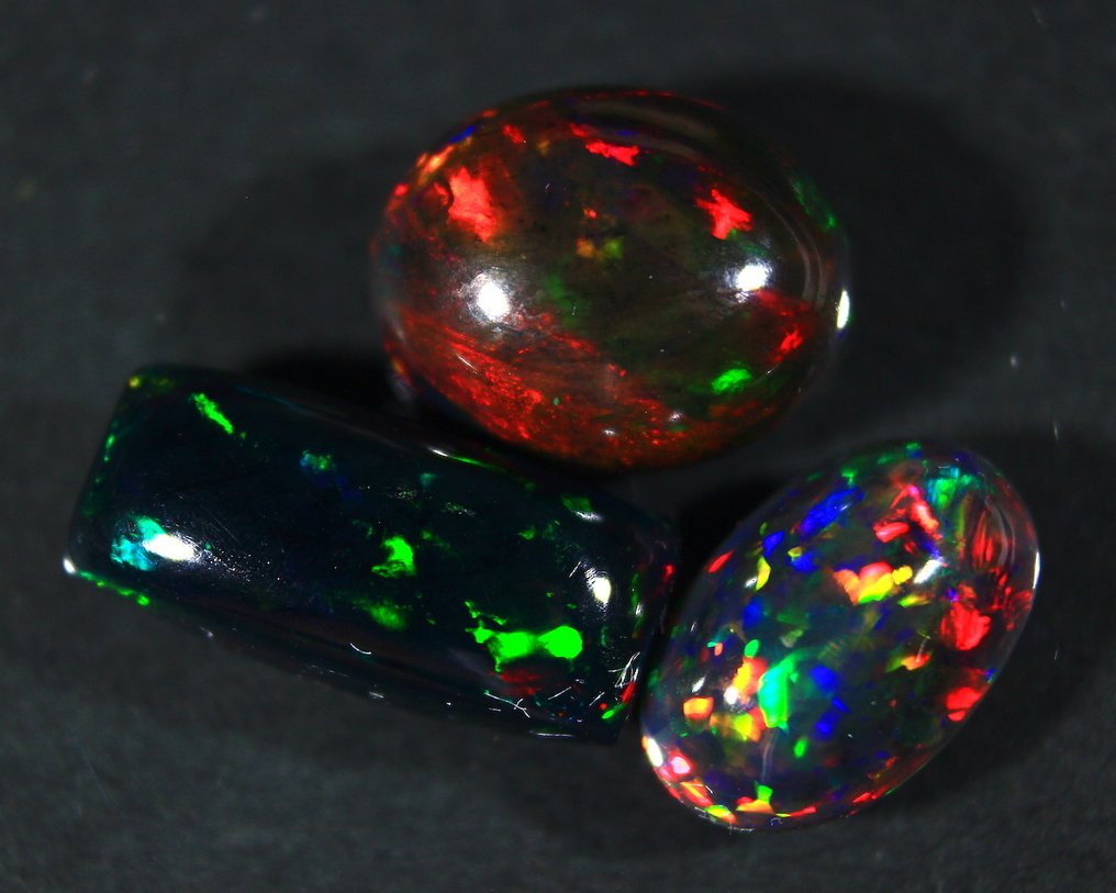 免运费  Ct. 8.80 天然埃塞俄比亚黑欧泊 弧面形- 1.76 g - (3) #2.1