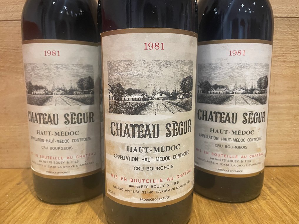 1981 Chateau Ségur - Haut-Médoc - 3 Flasker (0,75 L) #1.0