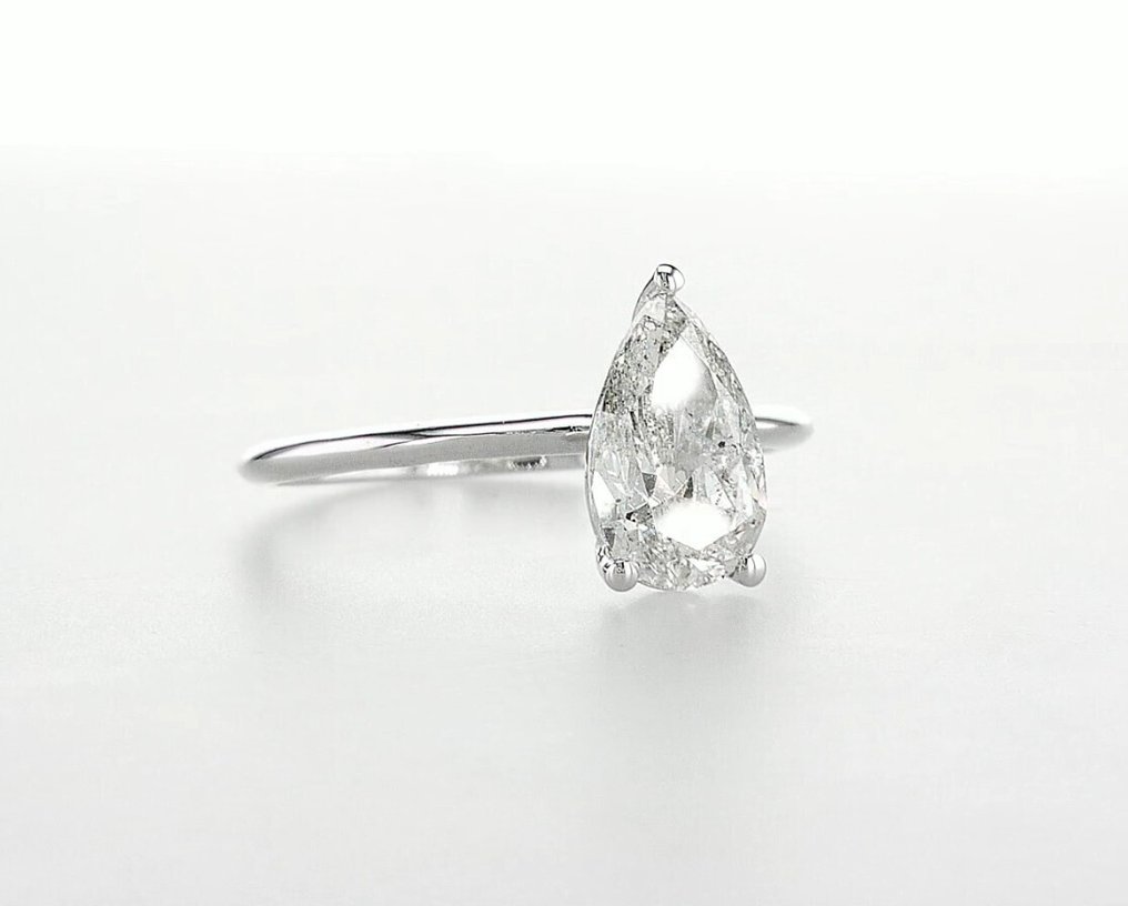 訂婚戒指 - 14 克拉 白金 -  1.50ct. tw. 鉆石 (天然) - GIA #1.0