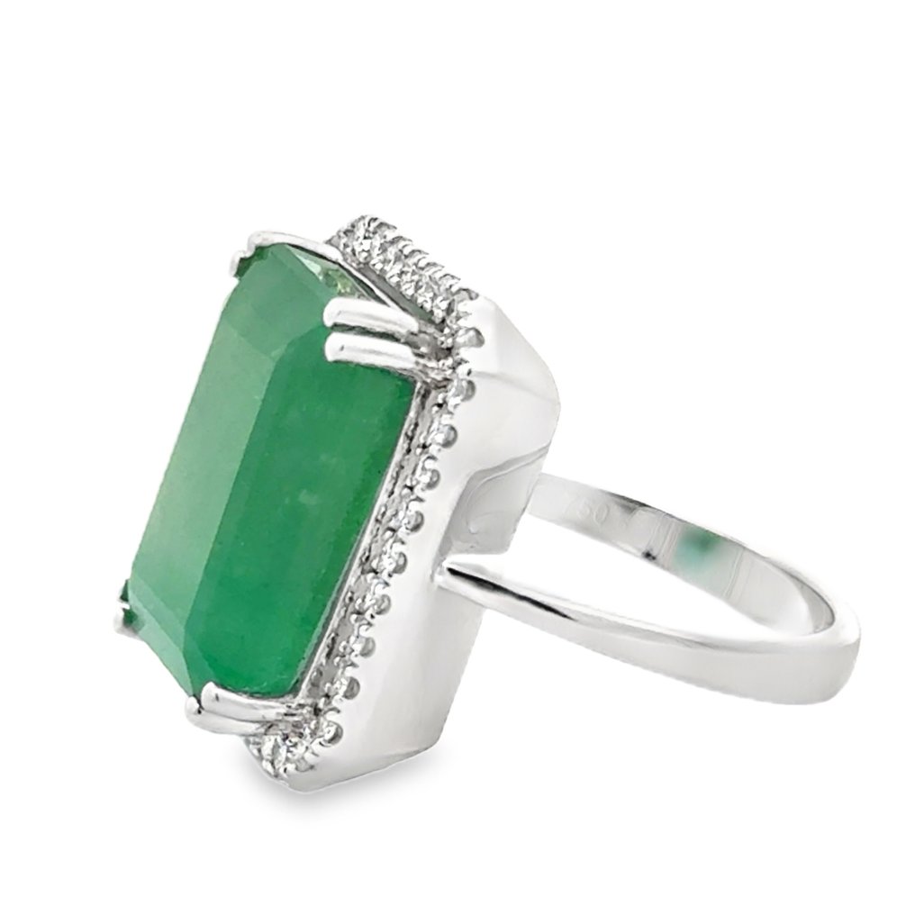 No Reserve Price - Ring - 18 kt. White gold - 12.15ct. tw. Emerald - Diamond #4.3