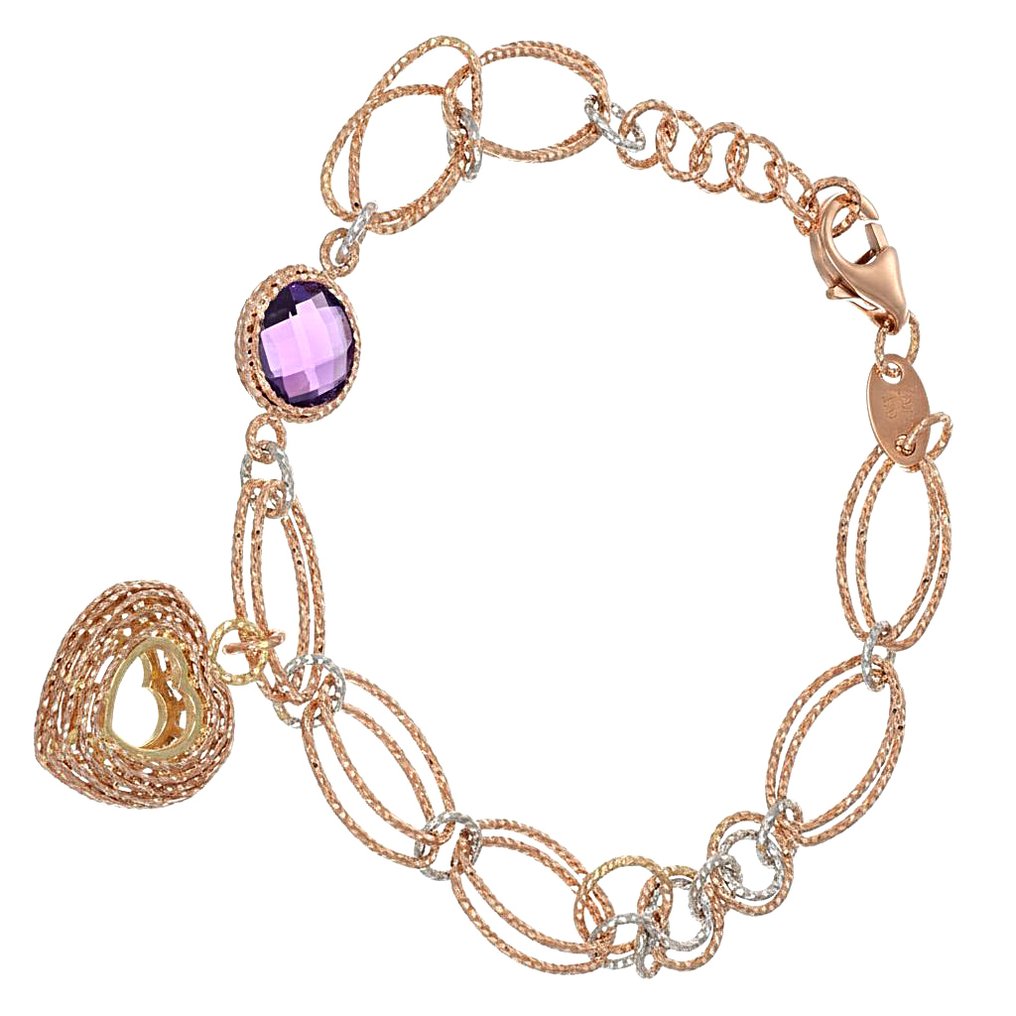 手镯 - 18K包金 白金, 玫瑰金 -  1.25ct. tw. 紫水晶 #2.1