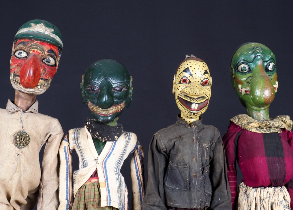 4 marionette di Wayang Golèk Buta - Terong - Java - Indonesia (Senza Prezzo di Riserva) #1.0