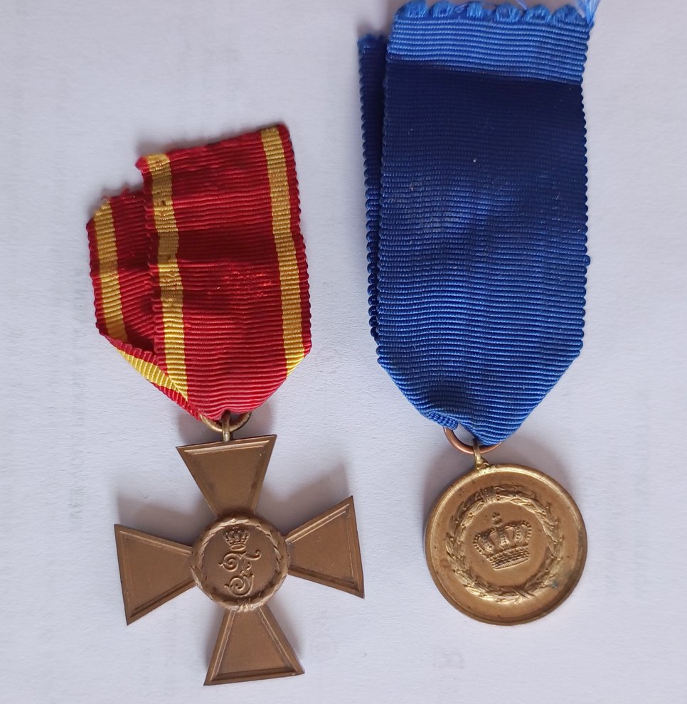 Γερμανία - Army/Infantry - Μετάλλιο υπηρεσίας - 2 γερμανικά μετάλλια WW1 Υπηρεσία 15 ετών και Παρατεταμένη Υπηρεσία. #2.1