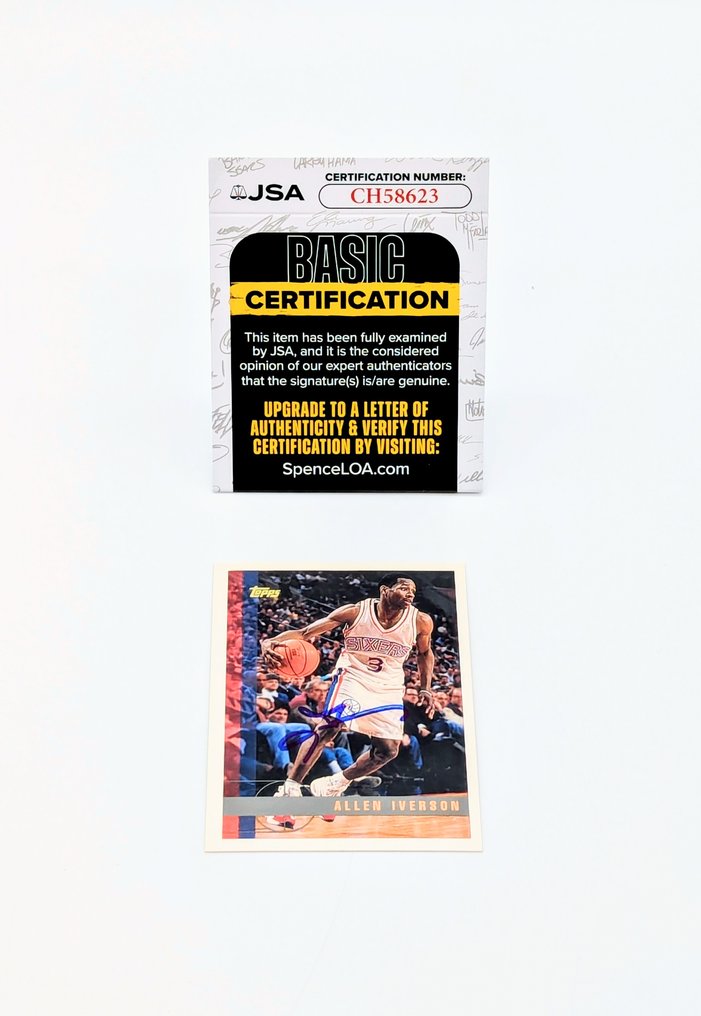 1997/98 Topps NBA Allen Iverson - Hand Signed 2nd Year Card - Autograph JSA Certified Card - 八成新 (NM) #1.0