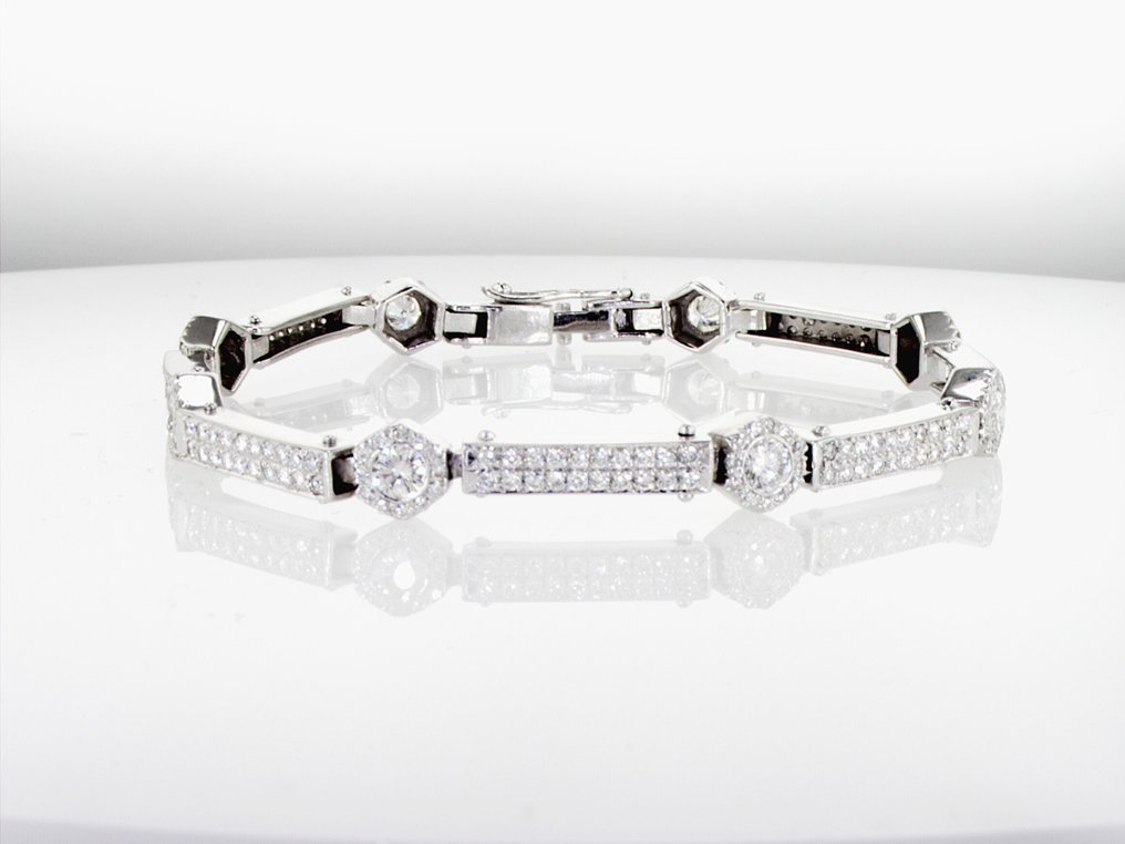 網球手鍊 - 14 克拉 白金 - 5.72ct. tw. 鉆石 (天然) - 鉆石 - YKJ0006 #1.0