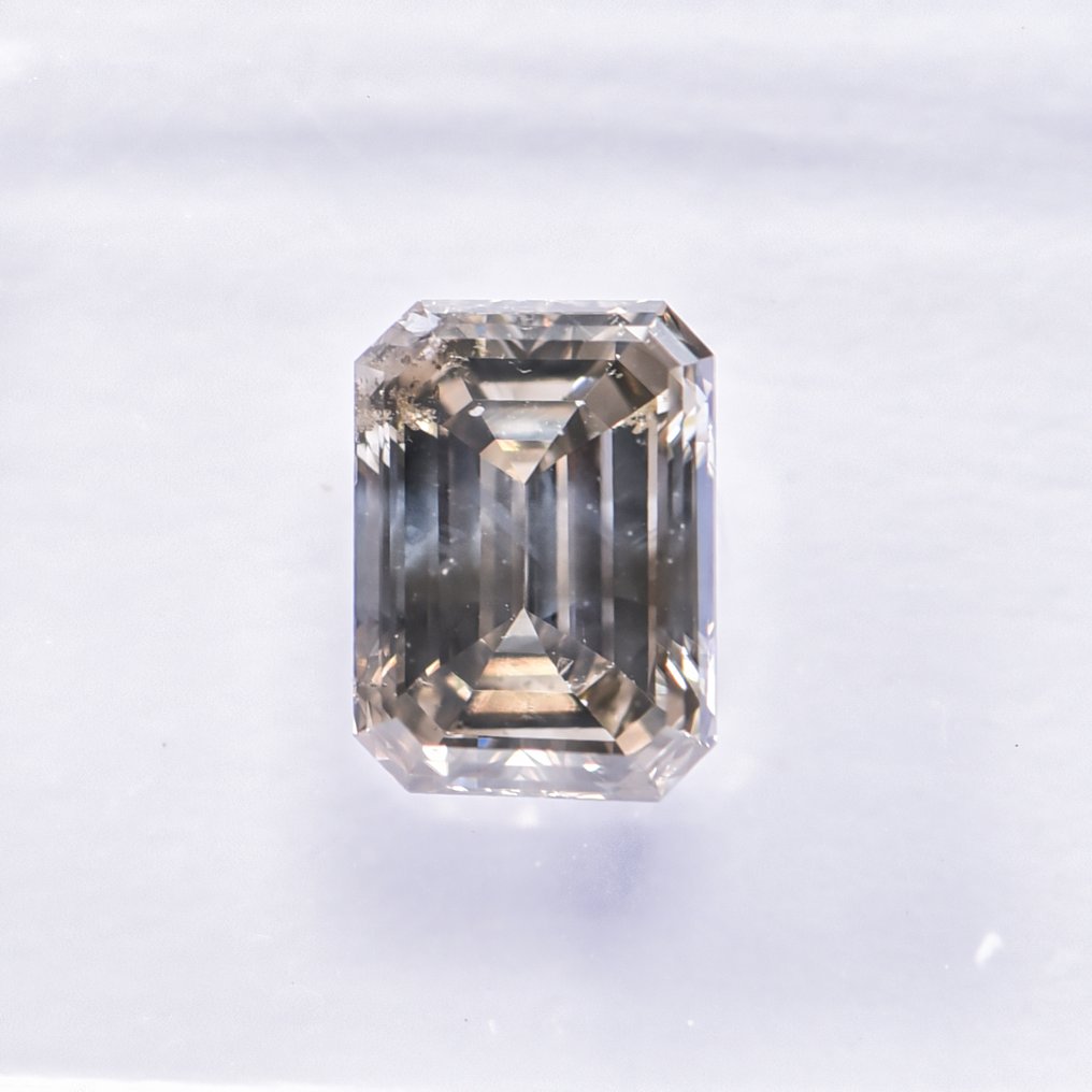 Nincs minimálár - 1 pcs Gyémánt  (Természetes színű)  - 1.04 ct - Smaragd - Fancy Szürkés, Zöldes Sárga - SI2 - Nemzetközi Gemmológiai Intézet (IGI) - VG #2.1