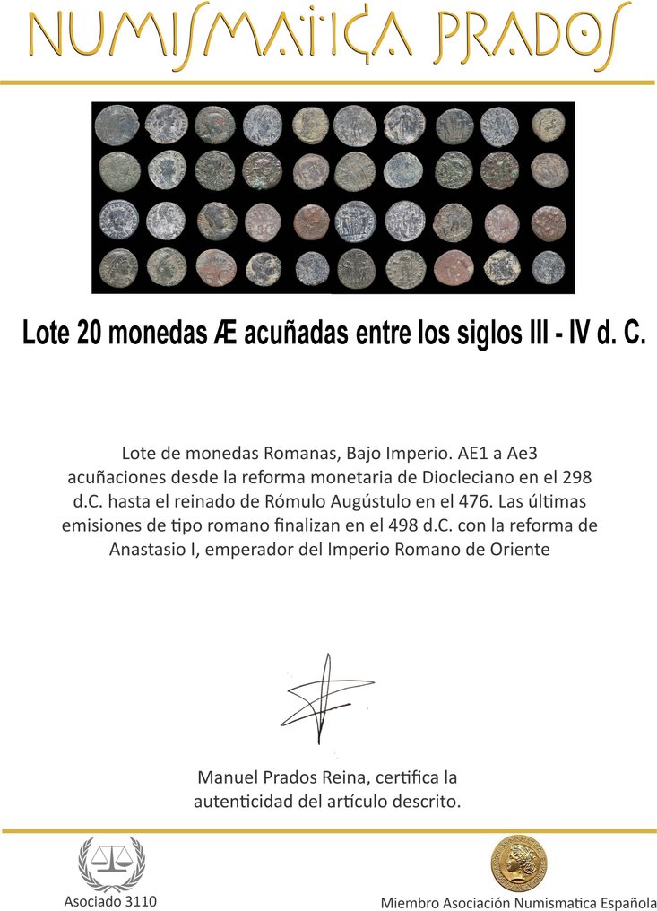 罗马帝国 Lote 20 monedas Æ acuñadas entre los siglos III - IV d. C.  (没有保留价) #2.1