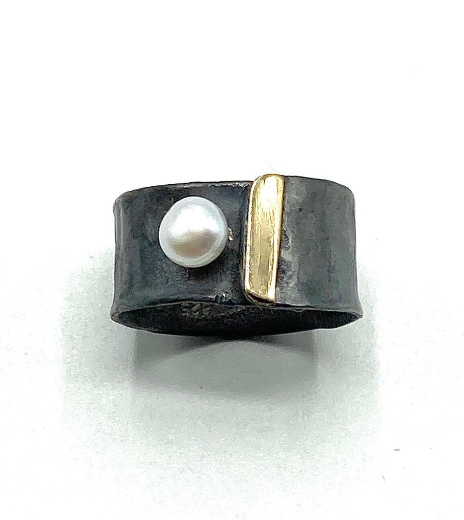 没有保留价 - 戒指 - 18K包金 银, 黄金 珍珠 #3.2