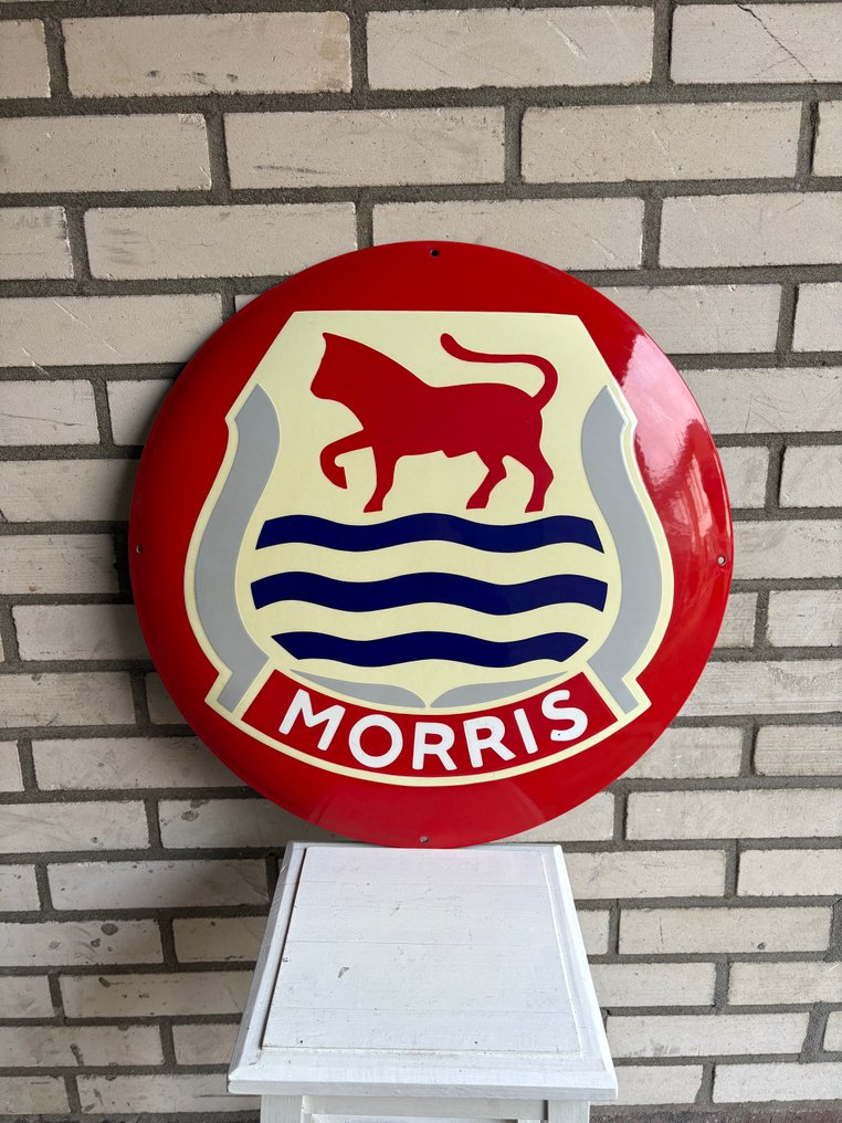 Emaille reclame - Rond emaille bord – Morris Motors – Klassiek Brits embleem met stier & golven – Ca. 2000 – Oldtimer - Emaille bord - Emaille #1.0