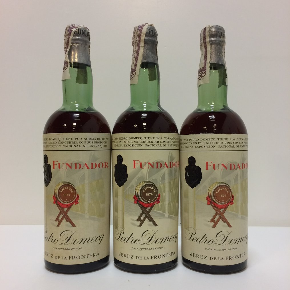 Pedro Domecq - Fundador Brandy Jerezano - b. Δεκαετία του 1950, Δεκαετία του 1960 - n/a (75cl) - 3 μπουκαλιών #3.2