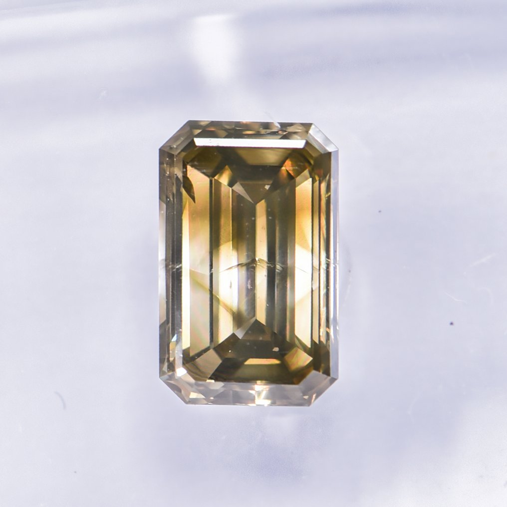 没有保留价 - 1 pcs 钻石  (天然色彩的)  - 1.04 ct - 祖母绿 - Fancy deep 稍帶灰色的, 绿色 黄色 - SI2 微内含二级 - 国际宝石研究院（IGI） - VG #1.0