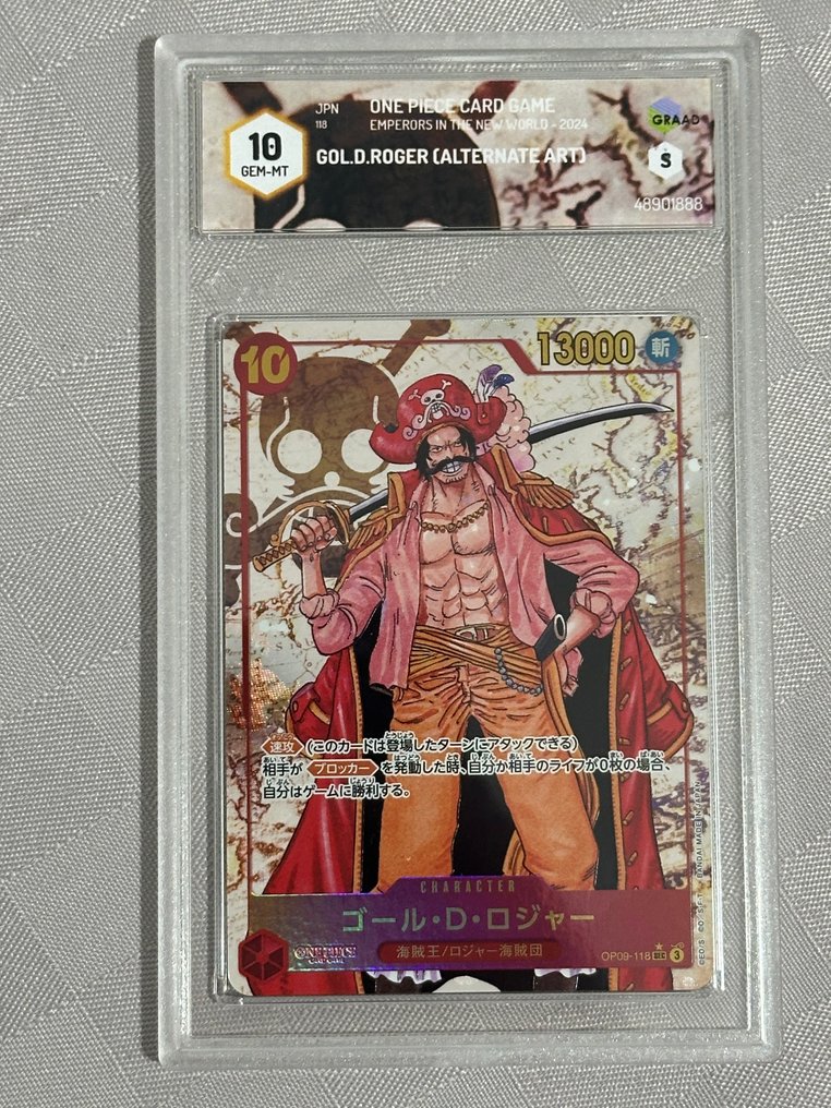 Bandai - 1 Graded card - One Piece - Gol D. Roger Alternate art - Graad 10 #1.0