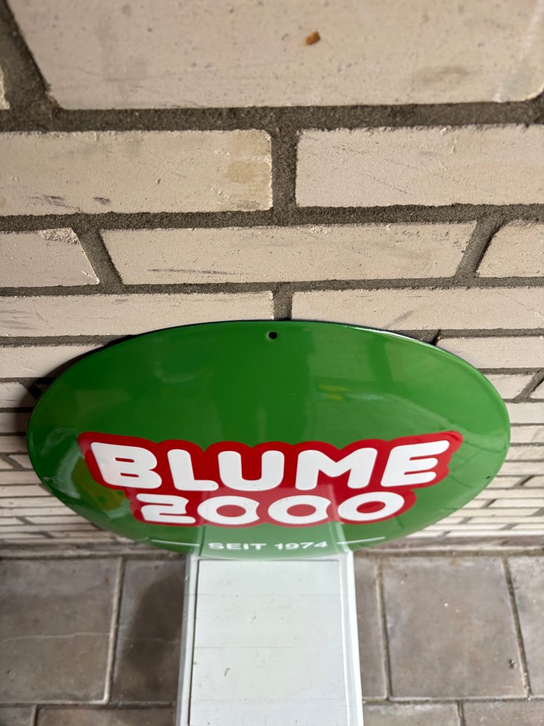 Emaljreklamskylt - Rond emaille bord – Blume 2000 – Groene huisstijl – Sinds 1974 – Duits reclamebord – Ca. 2000 - Emaljskylt - Emalj #4.3