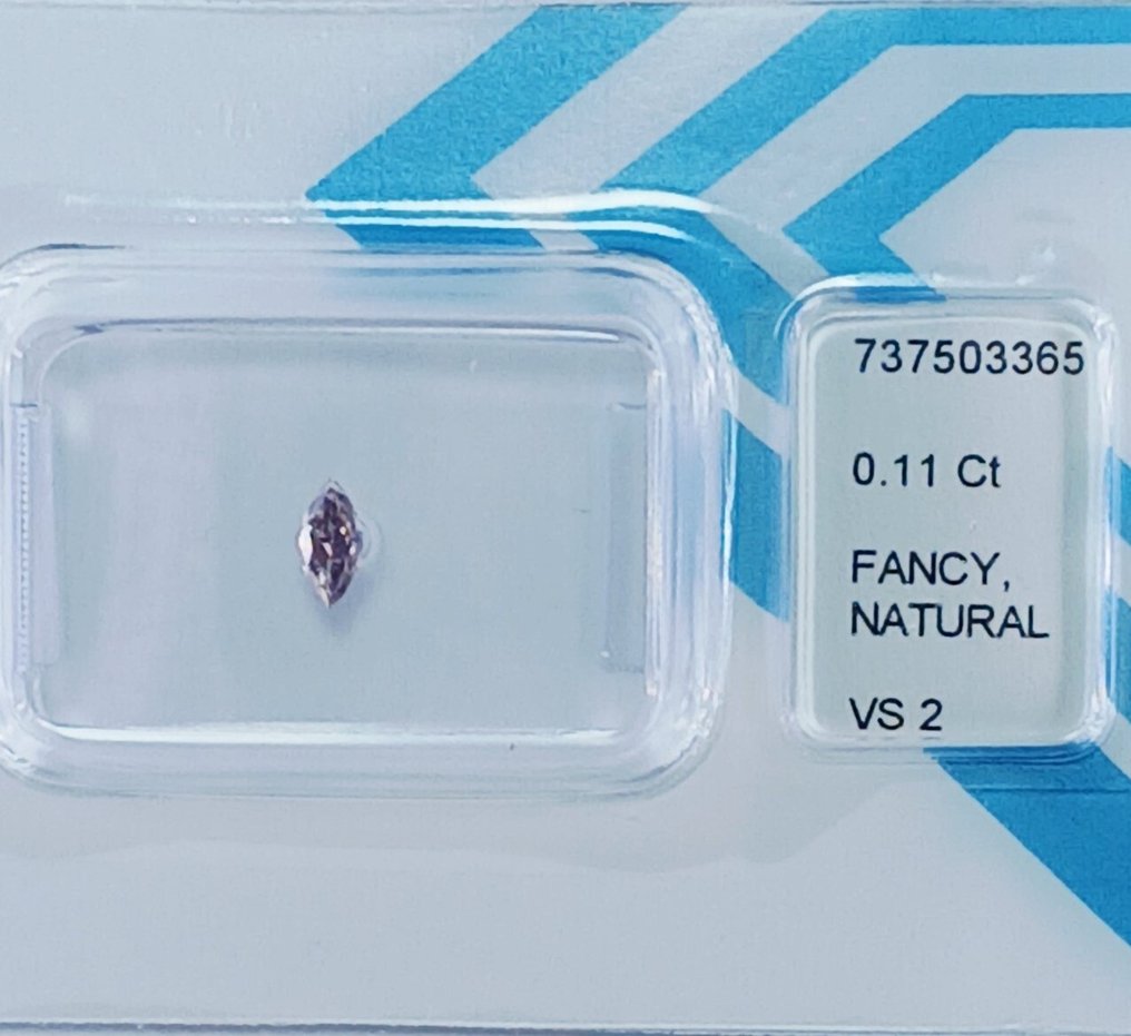 没有保留价 - 1 pcs 钻石  (天然色彩的)  - 0.11 ct - 榄尖形 - Fancy 稍帶棕色的, 紫色 - VS2 轻微内含二级 - 国际宝石研究院（IGI） #1.0