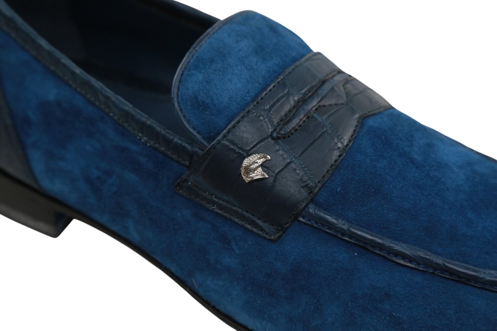 STEFANO RICCI RRP 4000€ Suede & Alligator Loafers – Cobalt Navy – Eagle Detail - 8 UK - 莫卡辛鞋 - 尺寸: EU 42 #2.1