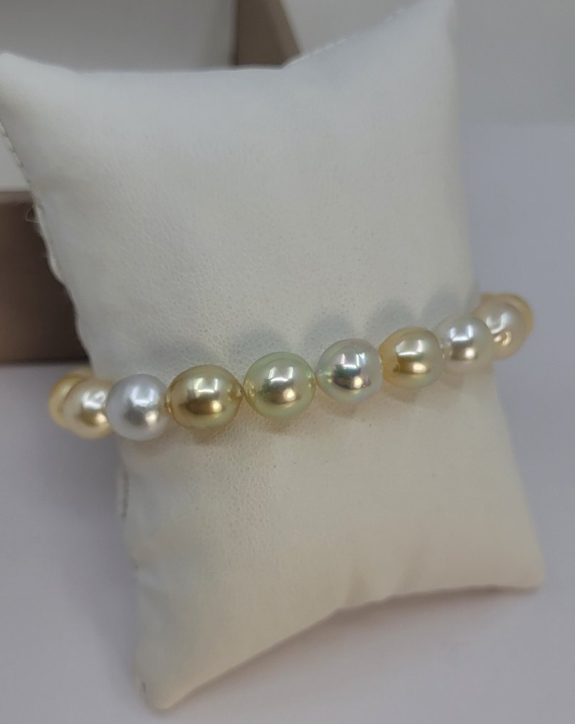 χωρίς τιμή ασφαλείας - Βραχιόλι Χρυσές και λευκές Πέρλες από τη Νότια Θάλασσα - 8x8,5mm #1.0