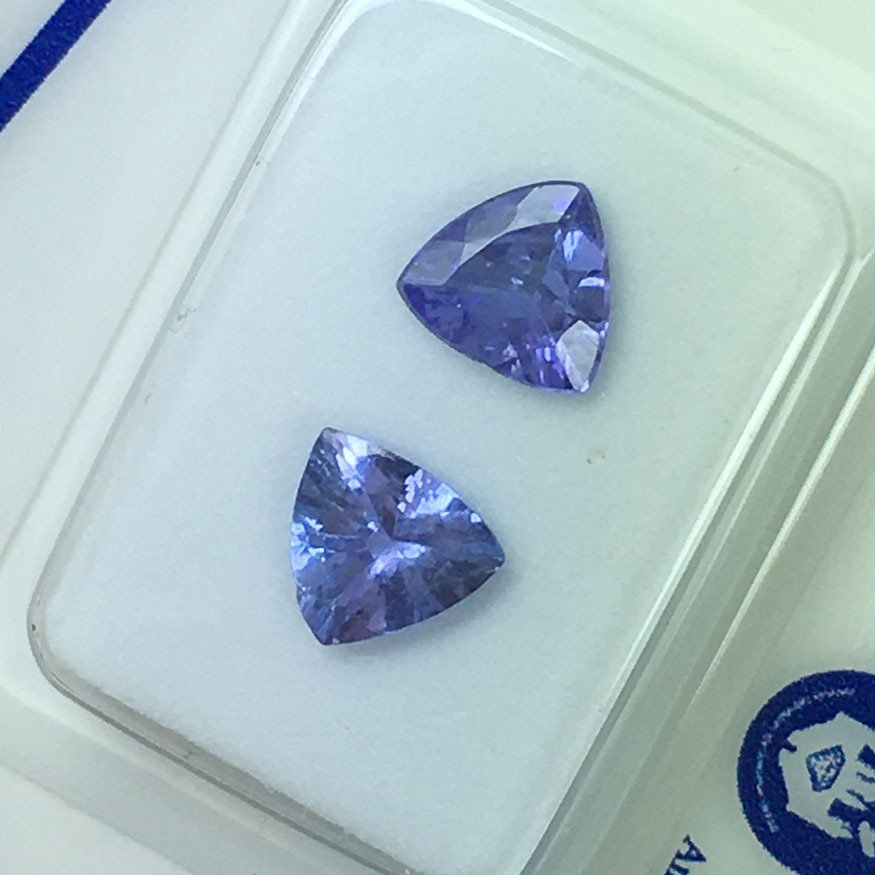 沒有保留價 - 2 pcs  紫色 坦桑石  - 1.23 ct - Antwerp Laboratory for Gemstone Testing (ALGT) - 天然坦桑石 #1.0