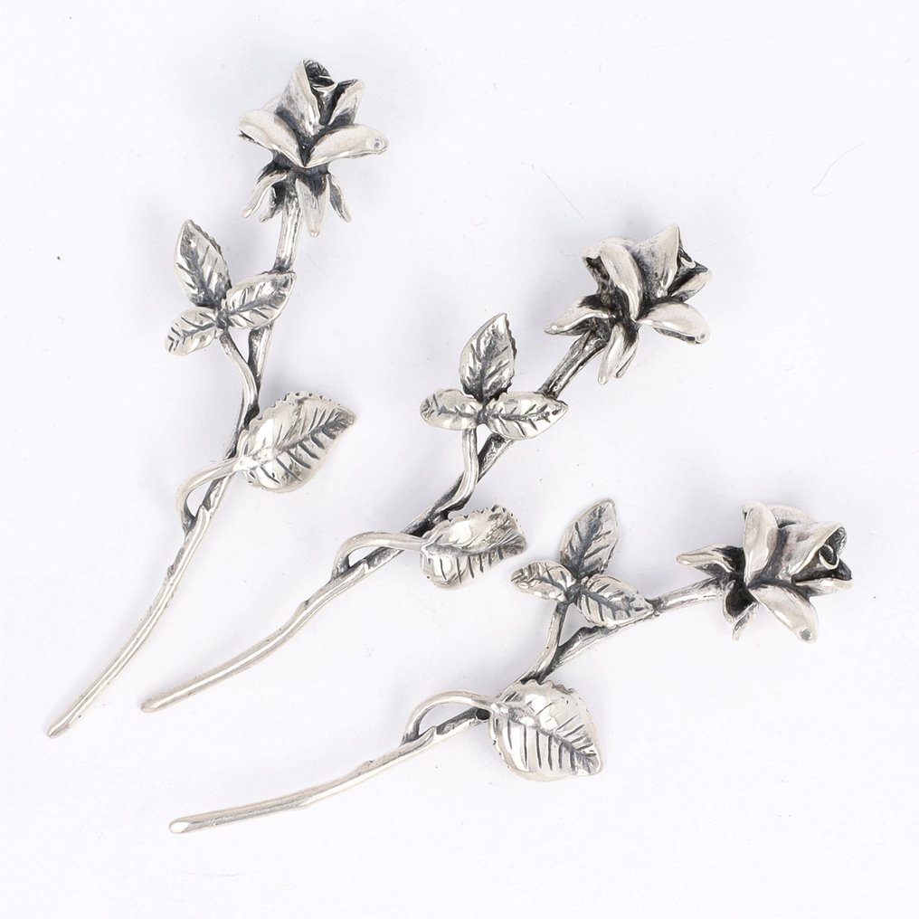 Ilario - 'Bloemtakken', 'Rozen' - Figura in miniatura  (7) - .800 argento #3.2