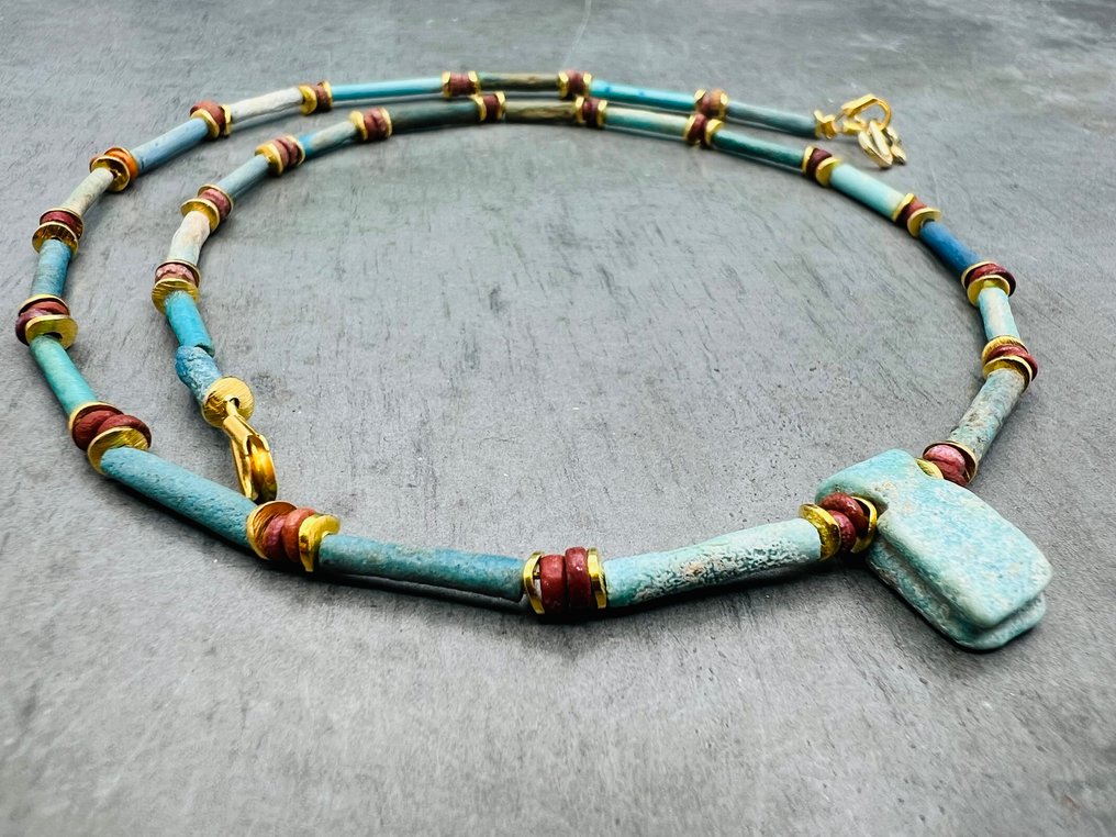 带有古埃及木乃伊珠子的项链（瑞士收藏，1972年前） - 埃及  (沒有保留價) #2.1