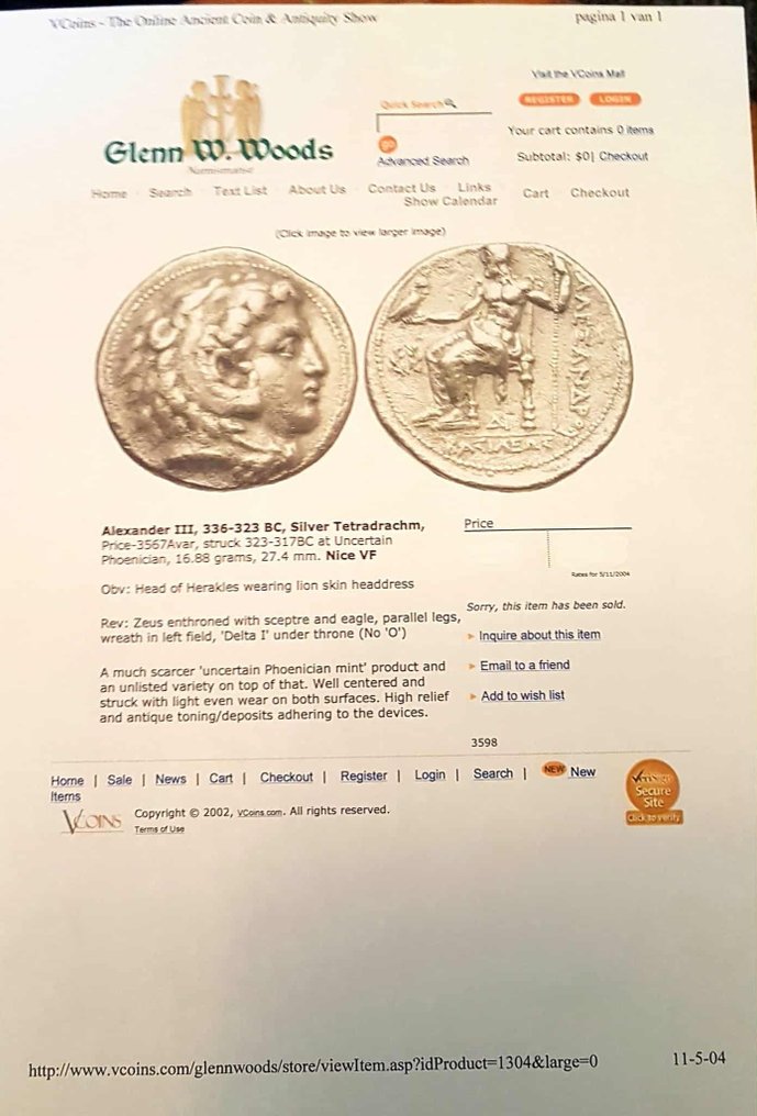 Kings of Macedonia. Alexander III (336-323 BC). Tetradrachm In the name and types of Alexander III. Uncertain mint in Cilicia, under Philotas or Philoxenos, #3.2