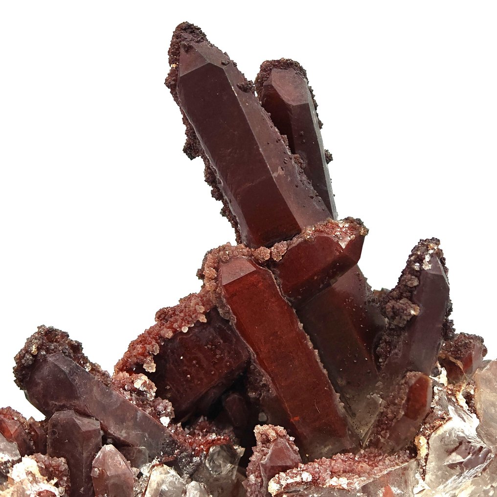 Burgundy quartz, calcedony mane, dolphin-shaped dress Crystals on matrix - Height: 108 mm - Width: 83 mm- 179 g - (1) #1.0