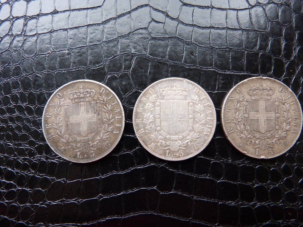 義大利. Vittorio Emanuele II. 5 Lire 1864/1870/1874 #1.0