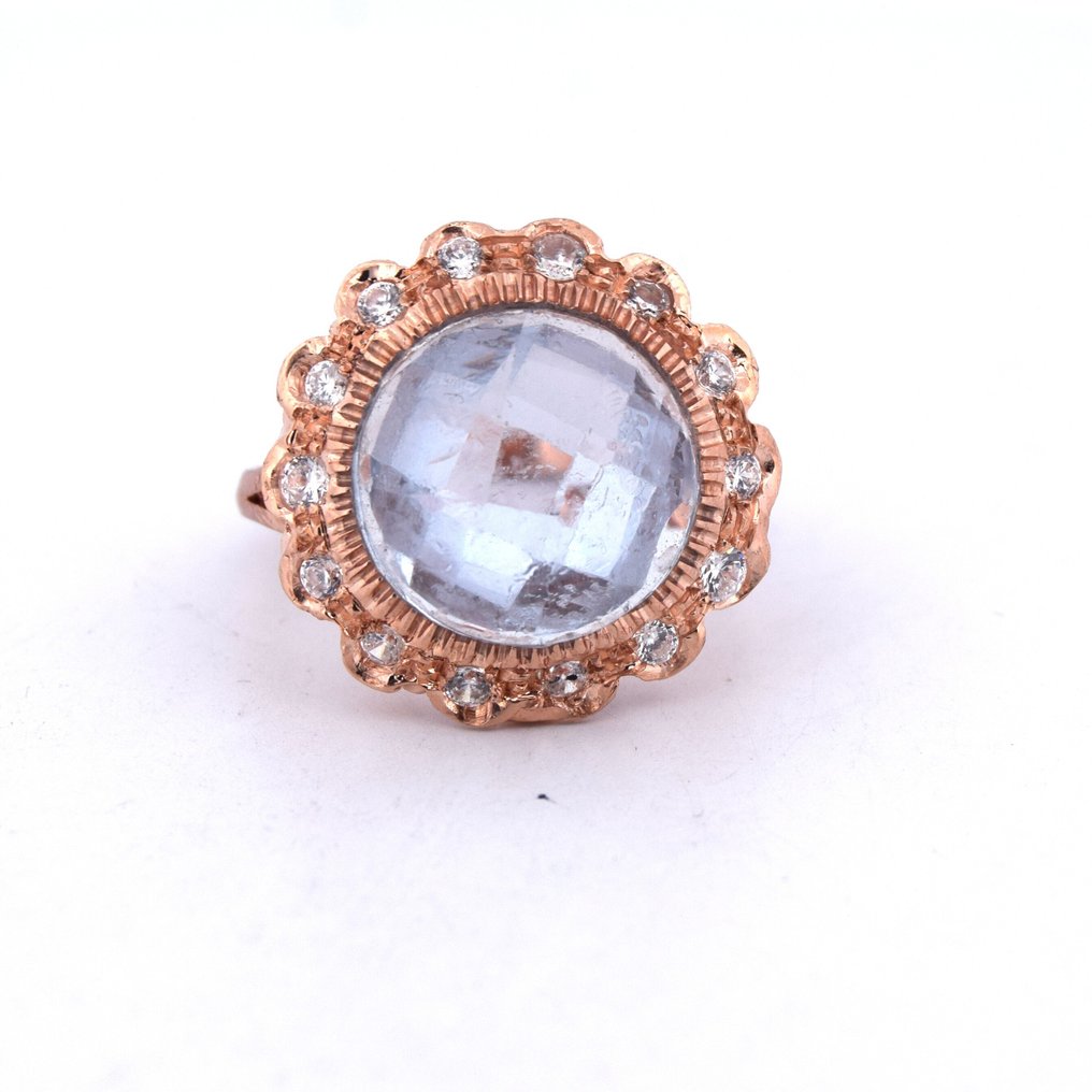 沒有保留價 - 臂環 - 9 節 玫瑰金 海藍寶石 - 鉆石 #1.0