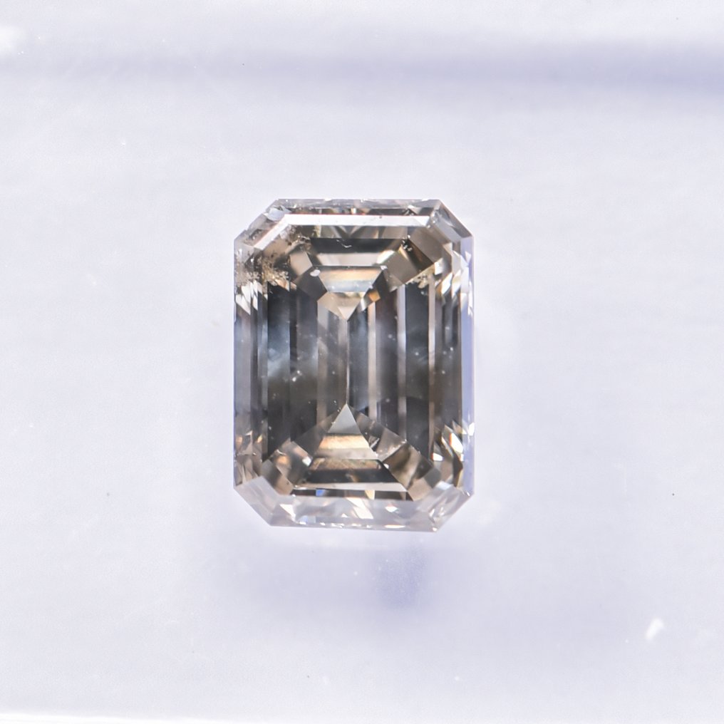 Nincs minimálár - 1 pcs Gyémánt  (Természetes színű)  - 1.04 ct - Smaragd - Fancy Szürkés, Zöldes Sárga - SI2 - Nemzetközi Gemmológiai Intézet (IGI) - VG #1.0