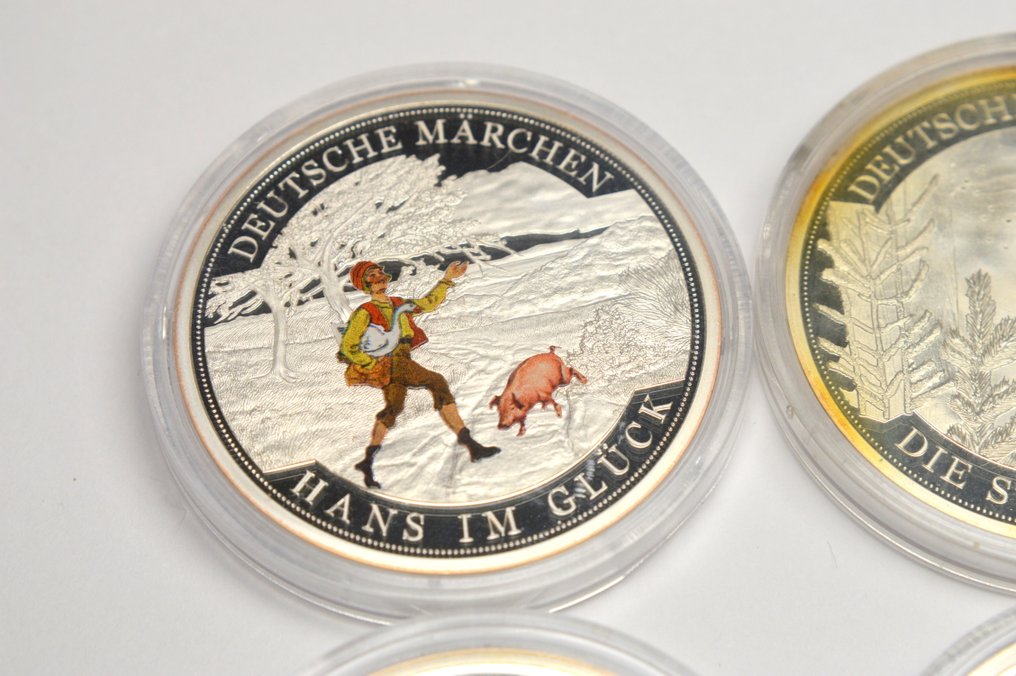Németország - 6 db medál, ezüst, 0,333 - 120 gramm - Német Tündérmesék - 6 db - Érem  #1.0